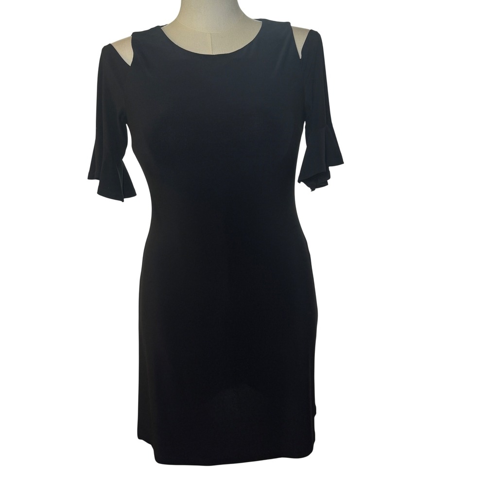 Tommy Hilfiger Black Cold Shoulder Bell Sleeve Sheath Dress Women's Size‎ 8